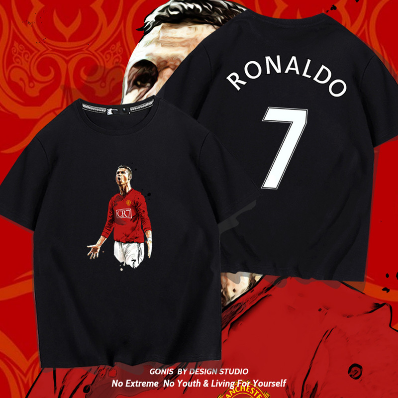 C Ronaldo summer short-sleeved men's and women's jerseys short-sleeved T-shirt cotton round neck basketball sports leisure clothes Y