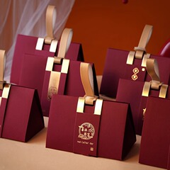 新しい赤ちゃん満月ギフトボックス、ウェディングキャンディボックス、100日宴会記念品、ウェディングエッグバッグ、1歳のお返しギフト包装袋、レッドカード