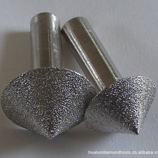 电磨倒角伞形金刚石磨头90°金刚砂轮锥形磨头8直柄金刚石打磨头