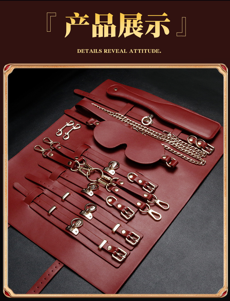 10-Piece Adult Bondage & Sensory Set with Anal Plugs, Nipple Clamps, Handcuffs and Fringe Whip — detail image 28