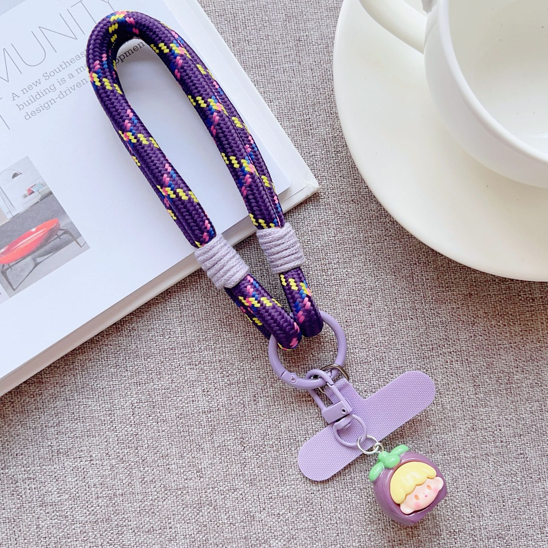 Cordón de dopamina para teléfono móvil, resistente a la pérdida y al grosor, duradero, cordón de muñeca tejido a mano, carcasa, accesorios colgantes de frutas europeas