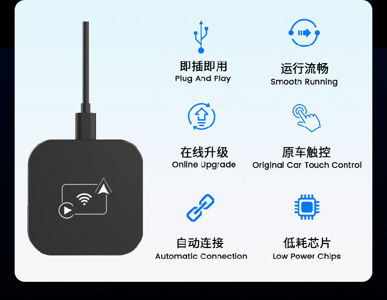 Smart Carplay Box, In-Car Wireless Adapter, Wired to Carplay Box, Screen Mirroring, Wholesale, Portable Wholesale