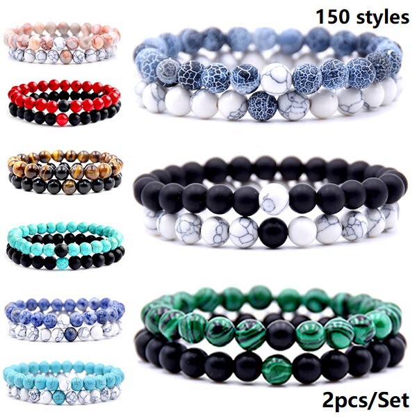European and American Cross-border Hot Couple Bracelet Natural Stone Yoga Beaded Bracelet Tiger Eye White Turquoise Bracelet suit European and American Cross-border Hot Couple Bracelet Natural Stone Yoga Beaded Bracelet Tiger Eye White Turquoise Bracelet suit