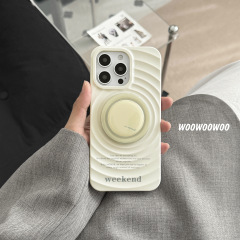 小衆insクリーム白波紋磁気吸引適用iphone16 pro maxアップル15携帯ケース14スタンド13