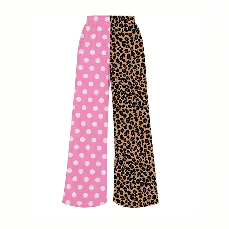 2026 Cross-Border Independent Station American Style Popular Asymmetrical Leopard Print Rose Red Plaid Casual Pants Couple Sweatpants for Women 2026 Cross-Border Independent Station American Style Popular Asymmetrical Leopard Print Rose Red Plaid Casual Pants Couple Sweatpants for Women