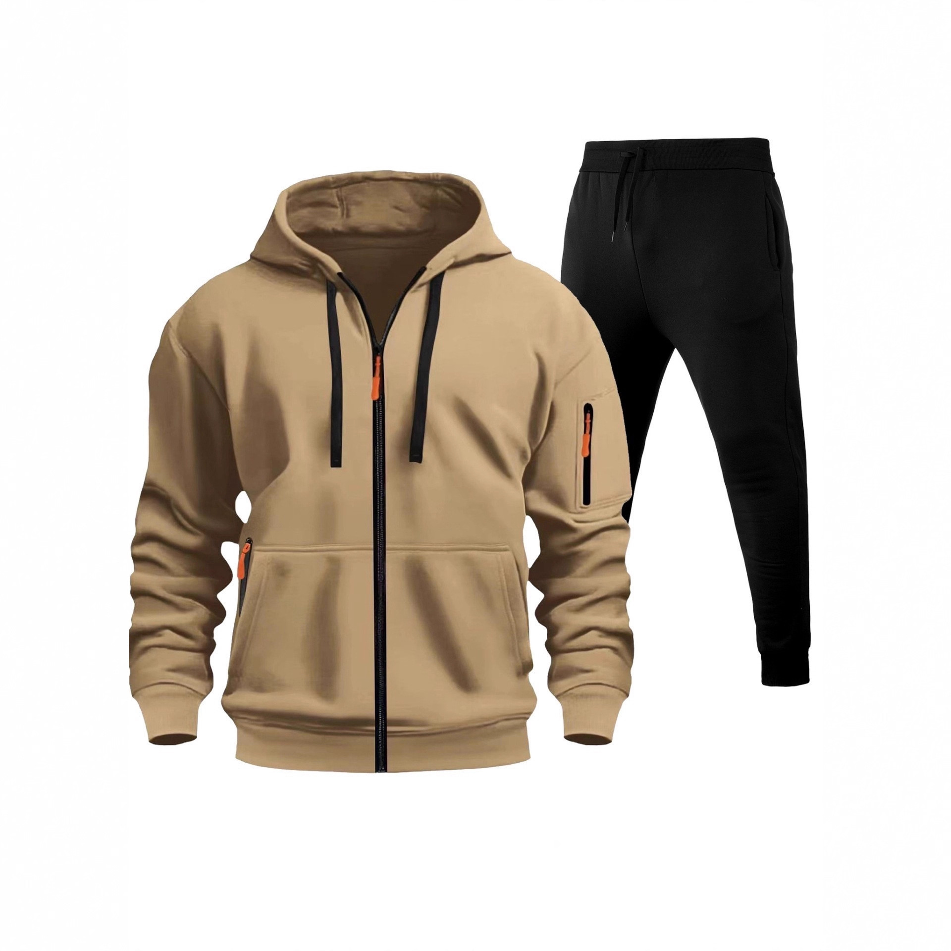 Cross-Border New Spring and Autumn Men's Sweatshirt Hoodie Zipper Multi-Pocket Cardigan Sports Casual Sweatshirt Suit