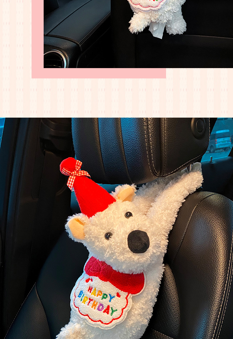 Car Tissue Box 2025 New Car Armrest Box Paper Box Hanging Westy Dog Cute Car Paper Doll