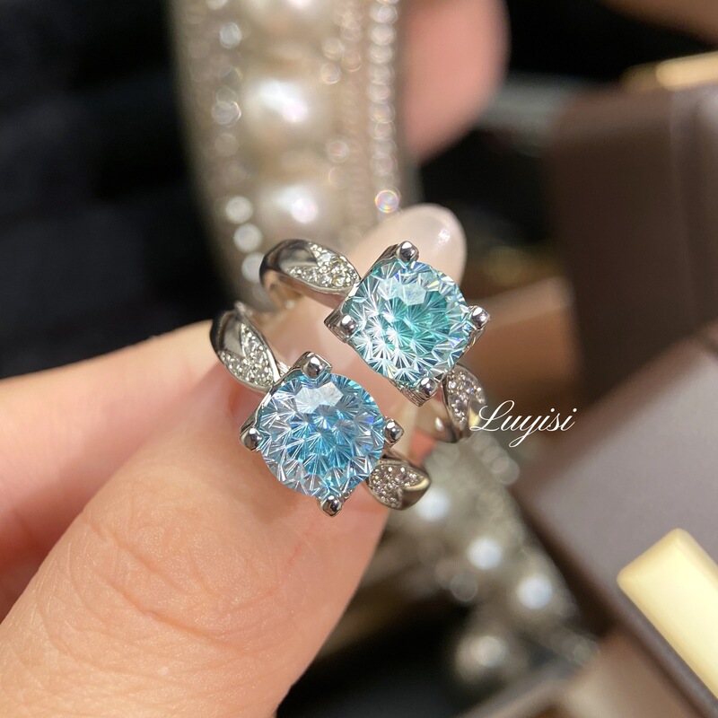ファッショナブルなフラッシュパライバ花火カットリング女性用ハイエンド象嵌高炭素ダイヤモンドアゲハタウルスダイヤモンドリング卸売|undefined