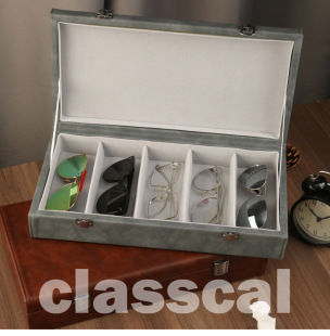 E88 Fabric Glasses Storage Box Multi-grid Large Capacity Sunglasses Sunglasses Box 5-grid Glasses Display Rack Dustproof