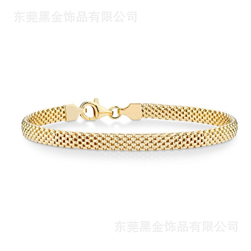 Amazon explosions titanium steel flat woven bracelet 18K gold non-fading bracelet cross-border high-end hand jewelry wholesale