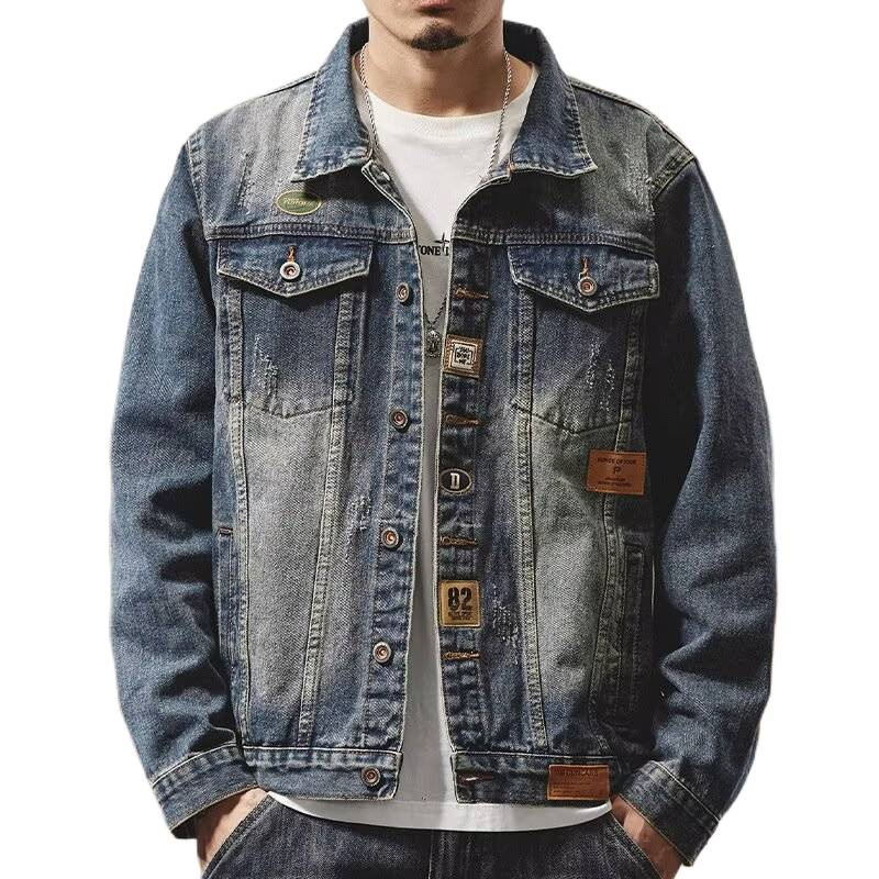 Versatile Denim Jacket For Men's Spring And Autumn Cardigans, Lapel Jacket, Popular Cardigan Top For Teenagers_voghion.com