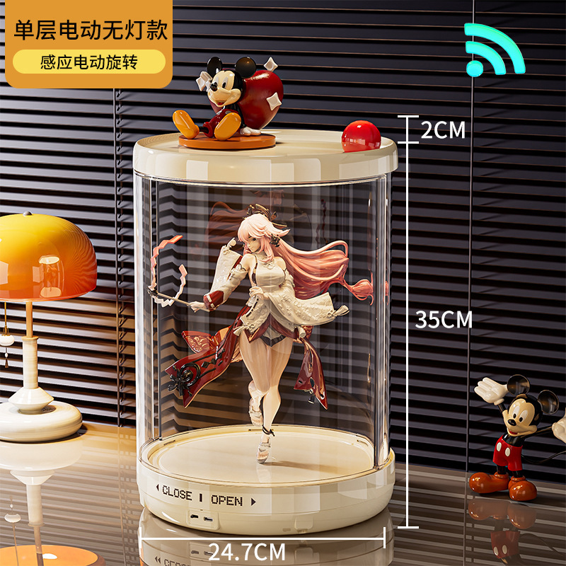 回転ブラインドボックス収納ディスプレイスタンド防塵透明ビルディングブロック大型フィギュア人形ディスプレイキャビネットラブブディスプレイボックス|undefined