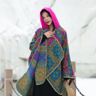 Northwest Ethnic Style Tourism Cape Cape Yunnan Wear Grassland Desert Warm Hooded Cape Qinghai Xizang