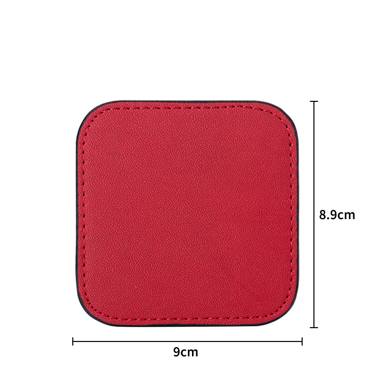 Inventario de venta caliente almohadilla de taza de té multicolor placa de orificio láser logotipo simple antideslizante aislamiento térmico almohadilla de taza de piel PU