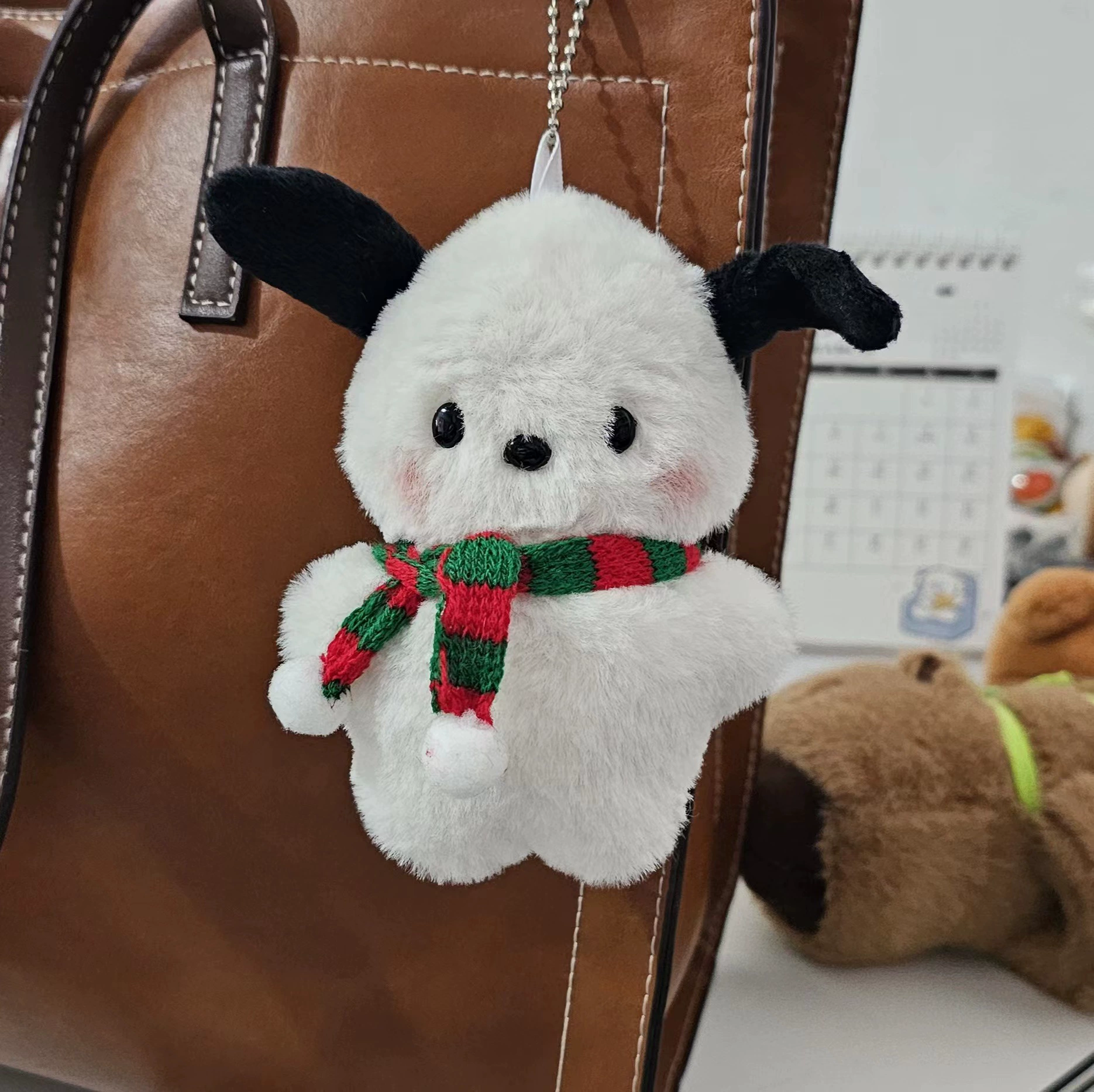 Рождественская милая собака пача сумка сумка для ключей цепочка плюшевая кукла