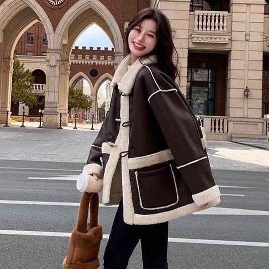 빈티지 MAILLARD SUEDE FUR ONE LAMBSWOOL COAT 여성의 겨울 새 기모 두꺼운 모피 코트