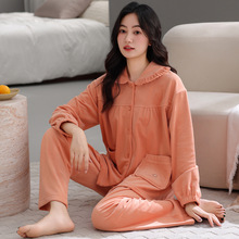 2025新款海岛绒睡衣女秋冬季珊瑚绒加厚加绒春秋款薄绒妈妈家居服