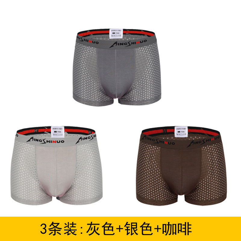 Calzoncillos Boxer de los hombres de seda de hielo verano malla transpirable malla hueco modal Boxer shorts cabeza fábrica al por mayor