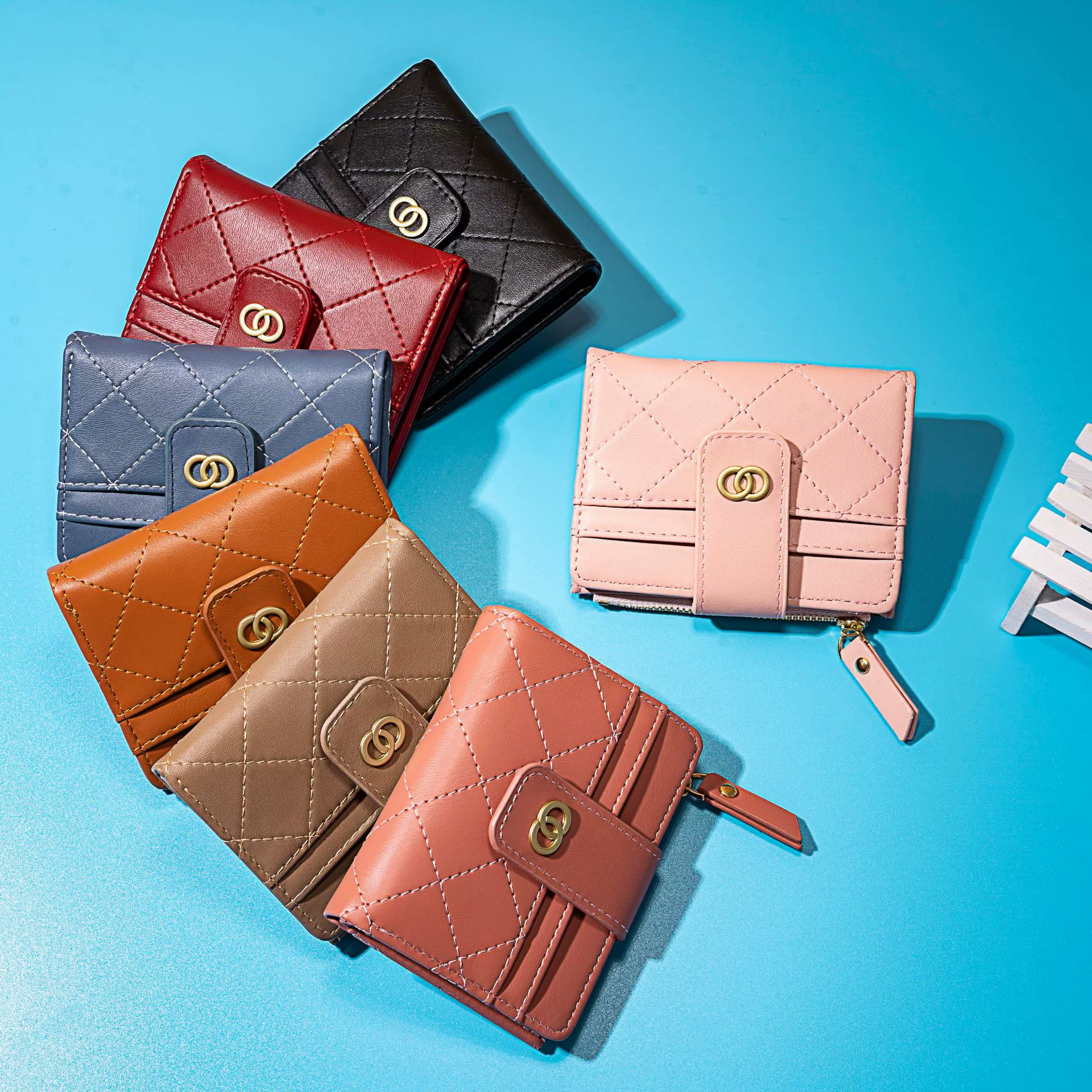 Классический короткий универсальный кошелек с молнией, стиль Chanel, стиль Korea, (), оптом