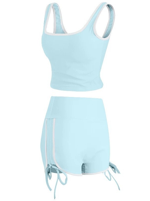 新しい夏のヨガ服スーツ、胸パッド付きのタイトでスリムなスポーツベストショーツ、ピラティスフィットネス2点セット|undefined