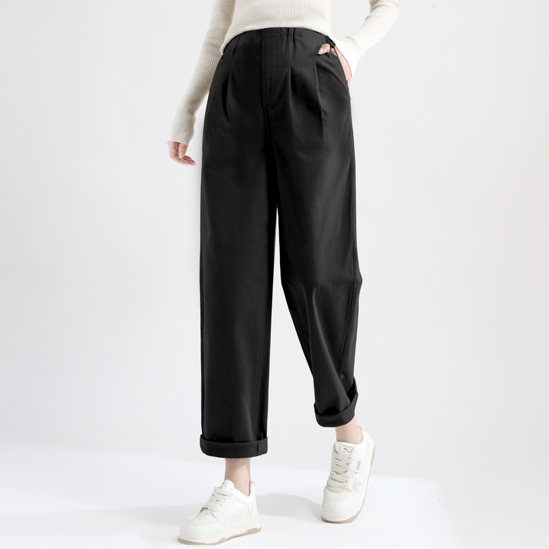 Dan Tinu Pregnant Women's Pants Women's 2024 New Autumn and Winter Small plus size Loose Cotton Loose Double Pleated Torre Pants