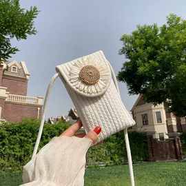 时尚简约编织包手机包包2024新款潮小包包女斜挎包女包单肩夏天