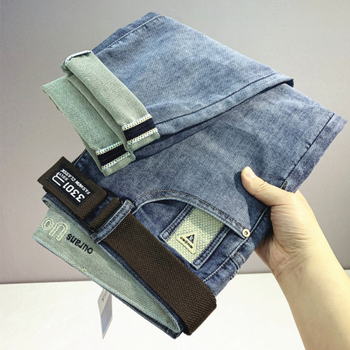 Summer men's jeans, soft and thin, elastic, straight, slightly loose jeans, all-match slim pants