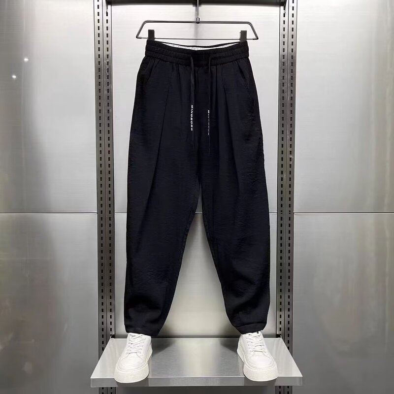 Summer Cotton and Linen Ultra-Thin Breathable Drapey Casual Pants Loose Straight Pleated Men's Harem Jogger Casual Pants Wholesale Summer Cotton and Linen Ultra-Thin Breathable Drapey Casual Pants Loose Straight Pleated Men's Harem Jogger Casual Pants Wholesale