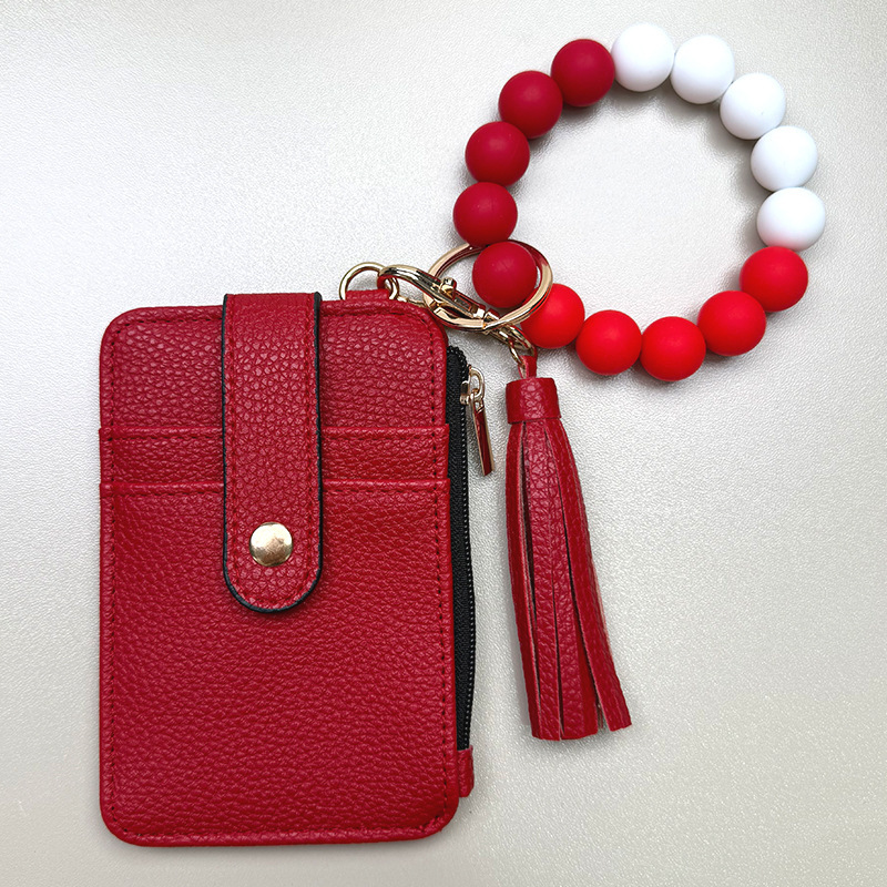 In-Stock 2026 European and American Style Vertical Card Holder Silicone Bracelet Leather Wallet Keychain Coin Purse Bus Card Holder In-Stock 2026 European and American Style Vertical Card Holder Silicone Bracelet Leather Wallet Keychain Coin Purse Bus Card Holder