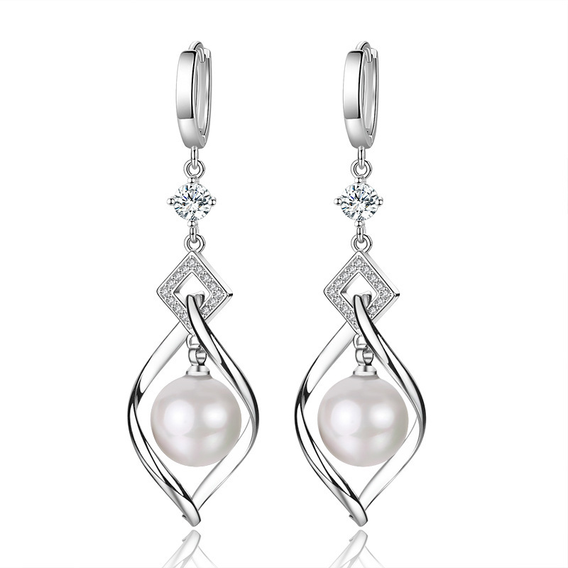 Pearl For Women, Rotating Love Pearl Drop Earrings, Medium-long Earrings With Diamonds, Elegant Ear Accessories_voghion.com