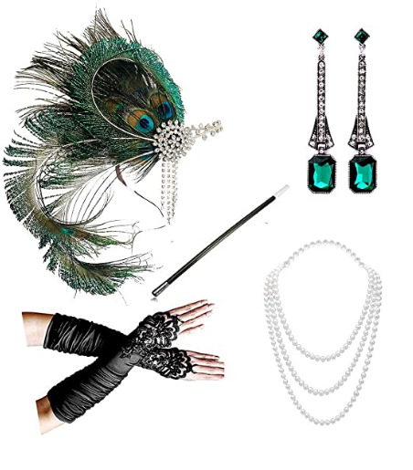 Década de 1920 mascarada cabeza desgaste negro pluma tocado femenino europeo y americano Gatsby diadema de pluma de fiesta única