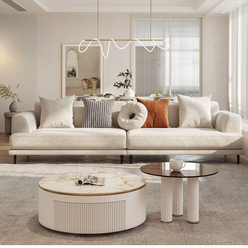 Creamy-white [removable and washable cotton and linen fabric]]