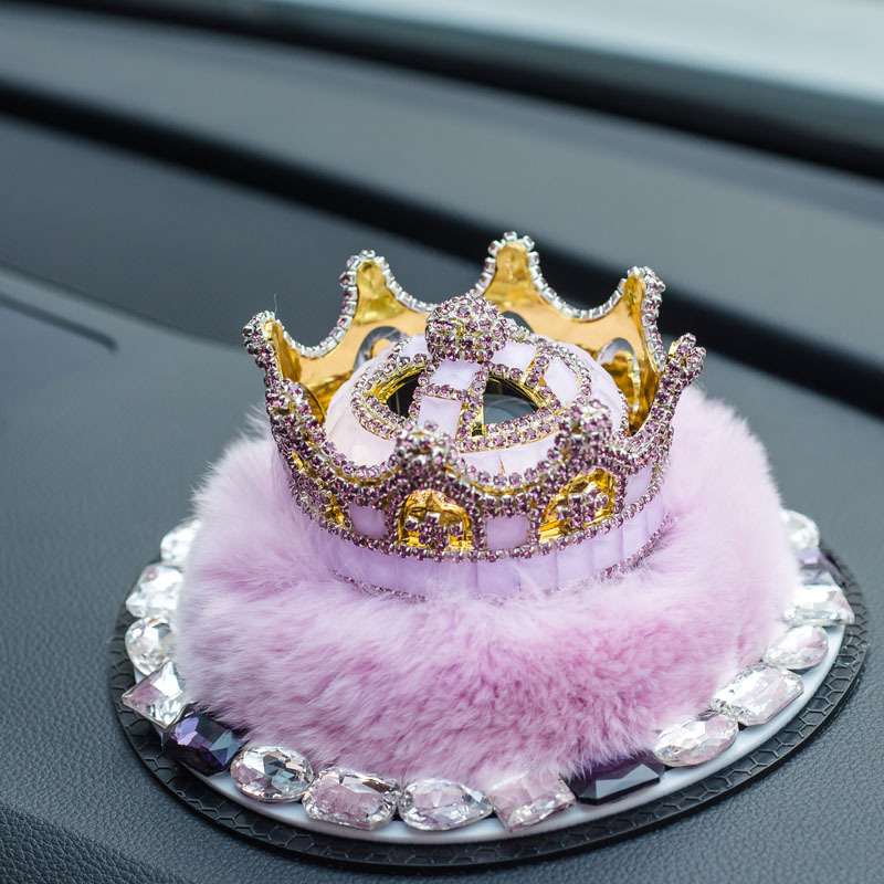 Corona de diamantes, asiento de perfume de coche, decoración de coche, piel de conejo perezoso, decoración de coche, aromaterapia de coche, fresca y duradera