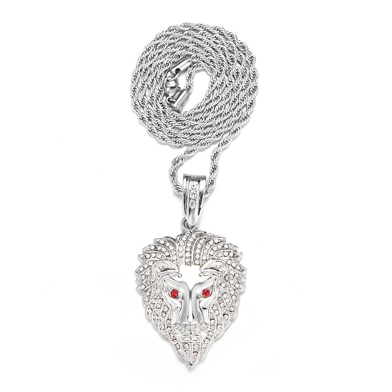 Men's lion head domineering hip-hop pendant with personalized design and Cuban chain accessories_voghion.com