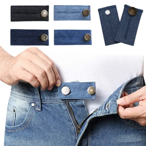 Denim waist-expanding belt with waist accessories, adjustable denim button for stretch pants, maternity lengthening buckle—best-selling on Amazon.