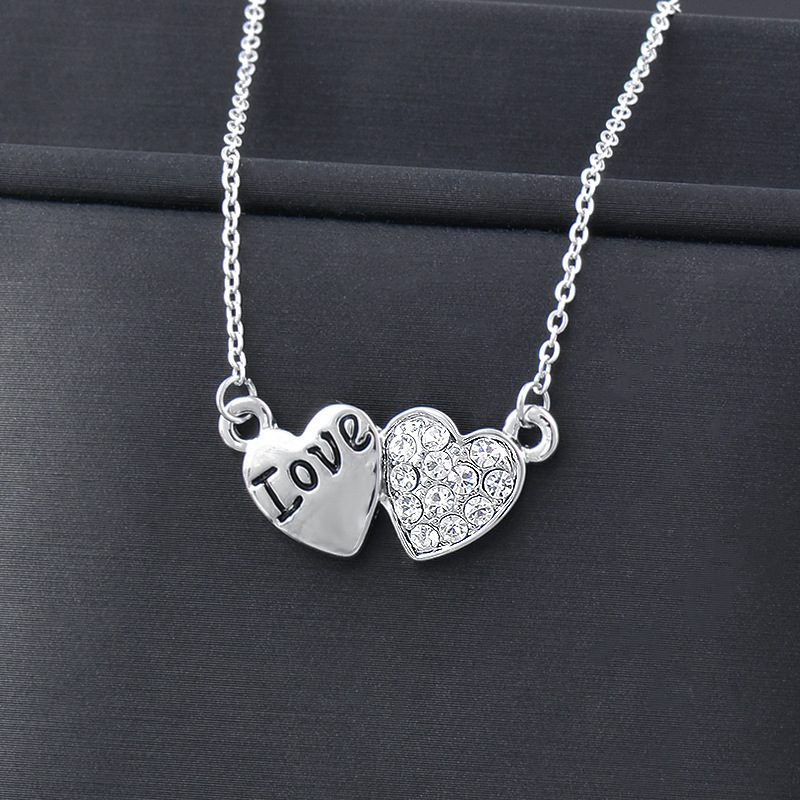 Simple Style Heart Shape Wings Titanium Steel Inlay Rhinestones Pendant Necklace 1 Piece