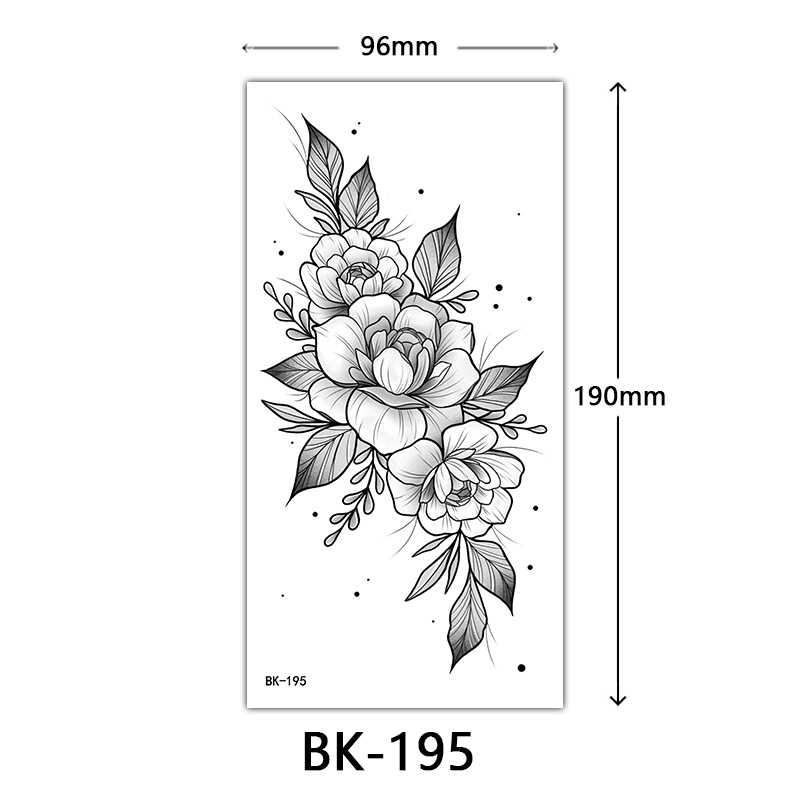 Tatuaje Temporal de Flores Boceto de Papel de Transferencia al Agua, Impresión por Transferencia de Agua, para Cuerpo image 201