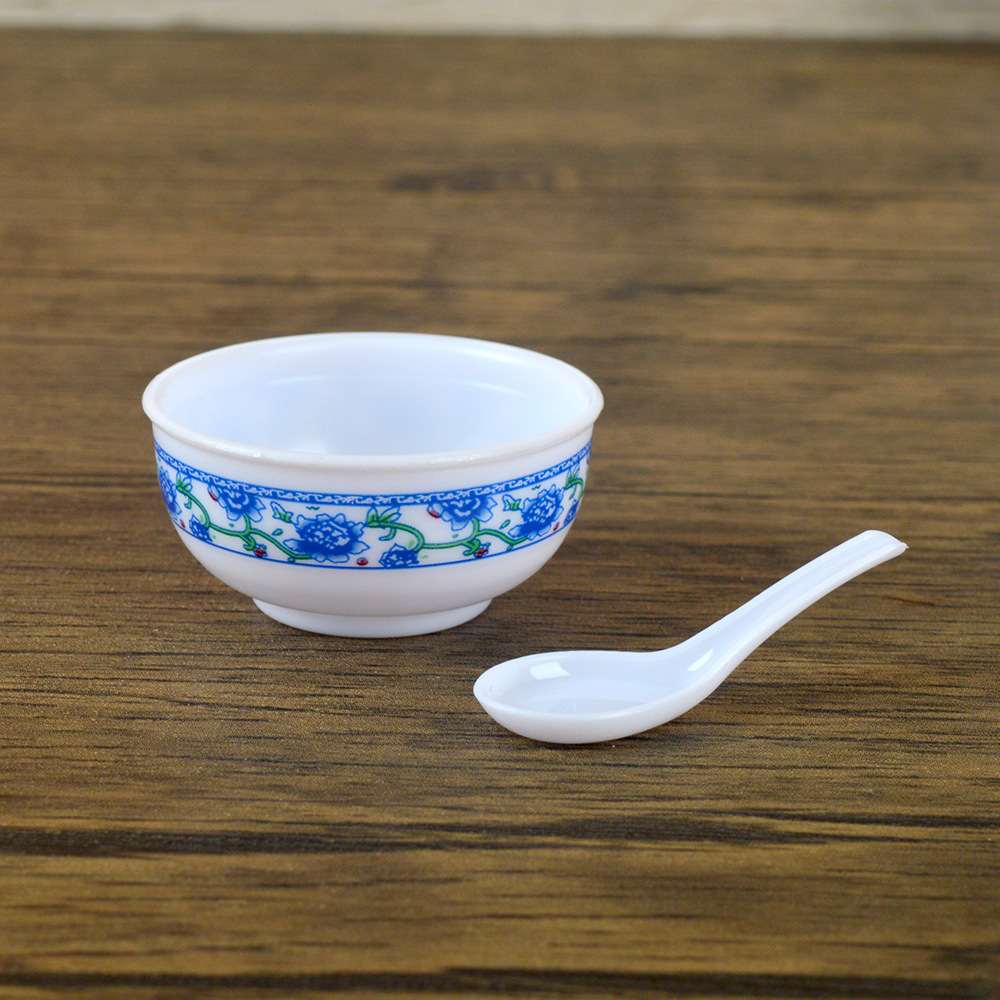 4cm Simulation Miniature Blue and White Porcelain Bowl (Empty Bowl) - A DIY Handmade Food Toy with Chinese Style and Trendy Design - Dollhouse Miniature Bowl and Spoon