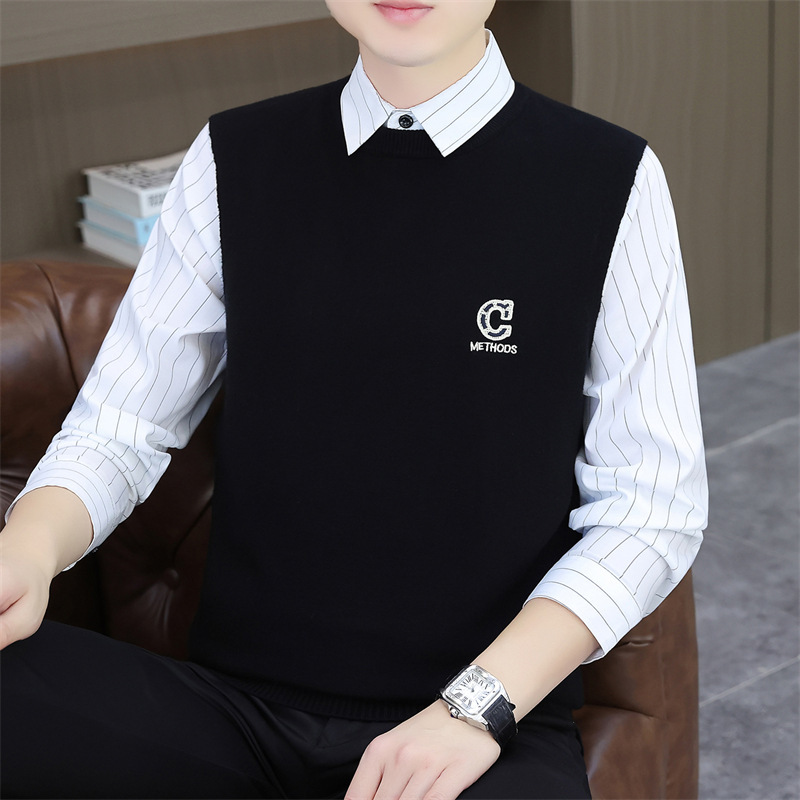 Men's Autumn and Winter New Thickened Trendy Versatile Casual Collared Knit Sweater Jacket