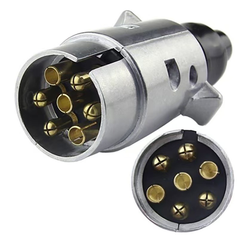European Aluminum Alloy 12V 7-Core Aluminum Alloy Trailer Plug Connector Signal Tail Light Bundle Adapter European Standard