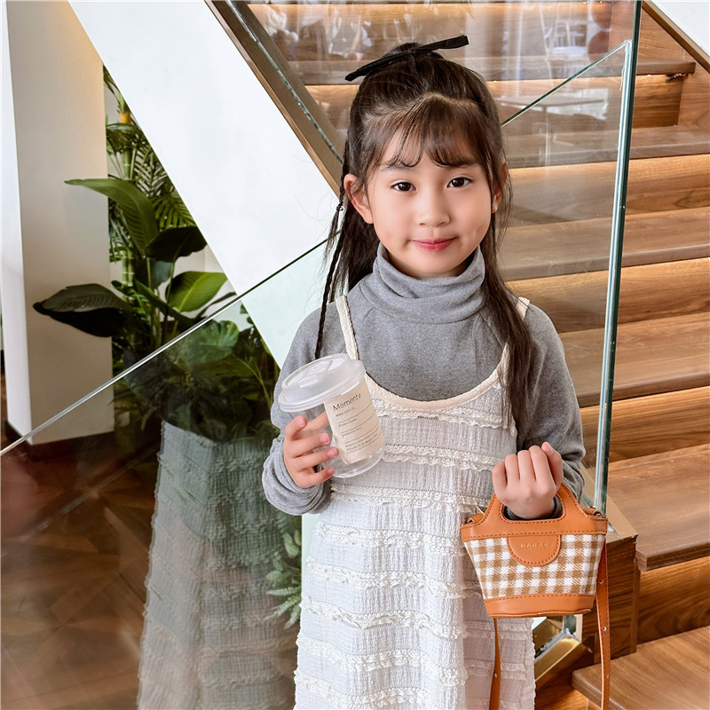 Bolso infantil estilo 2025, mini bolso de mano a cuadros para bebé, monedero retro elegante para niña