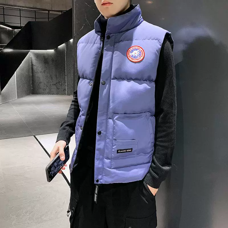 Trend vest with down sleevless, camouflage down jacket for leisure, Korean style, plus size