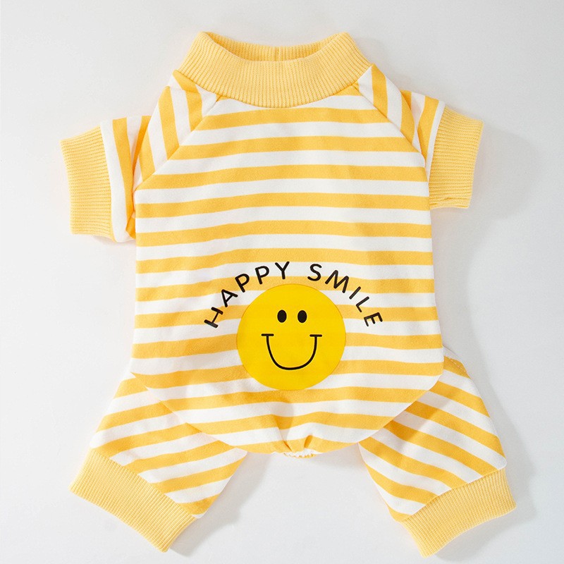 Lindo oso rayas de cuatro patas ropa para el hogar Gato Azul muñeca de tela gato primavera y otoño gatito fino leche perro mascota ropa de gato