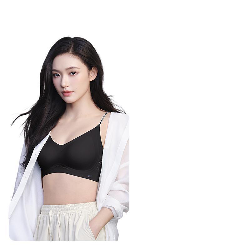 林允HelloSunny同款森呼吸内衣女小胸聚拢夏季软提拉文胸无痕棉|undefined