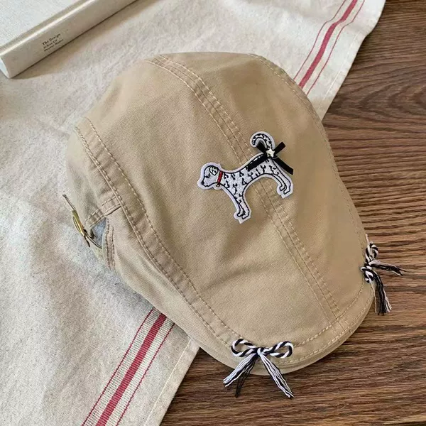 With bow, khaki
