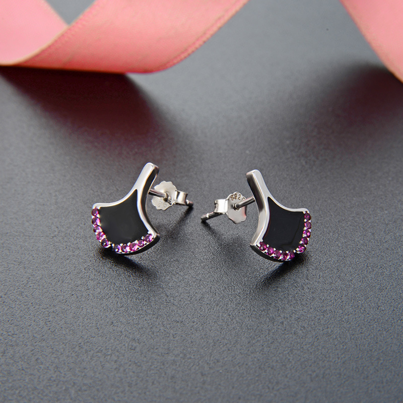 Corea del Sur transfronteriza de hadas de moda dinámica hoja pendientes S925 plata esterlina con incrustaciones de circón gota de aceite pendientes geométricos para las mujeres