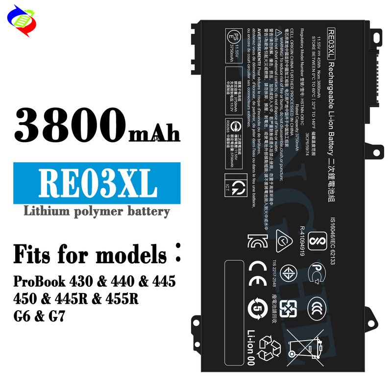 Suitable for HP ProBook 430/440/445/450/445R/455R notebook battery RE03XL