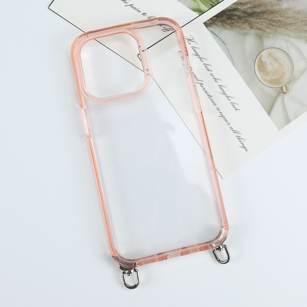 适用苹果16promax旋转小纽扣二合一手机壳可挂长短编绳IPhone系列