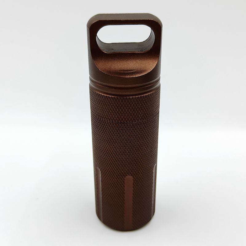 Aleación de aluminio portátil sellado tanque al aire libre de metal impermeable almacén portátil píldora botella cilíndrica llavero colgante