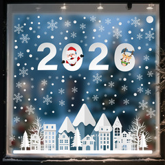 Chuanhao 2026 クリスマスステッカー冬クリスマスパーティーシーンレイアウト窓ガラス背景装飾ステッカー